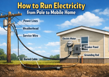 how to run electricity from pole to mobile home
