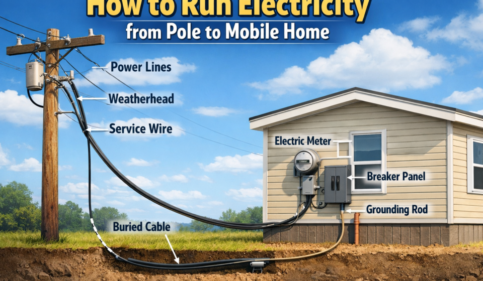 how to run electricity from pole to mobile home
